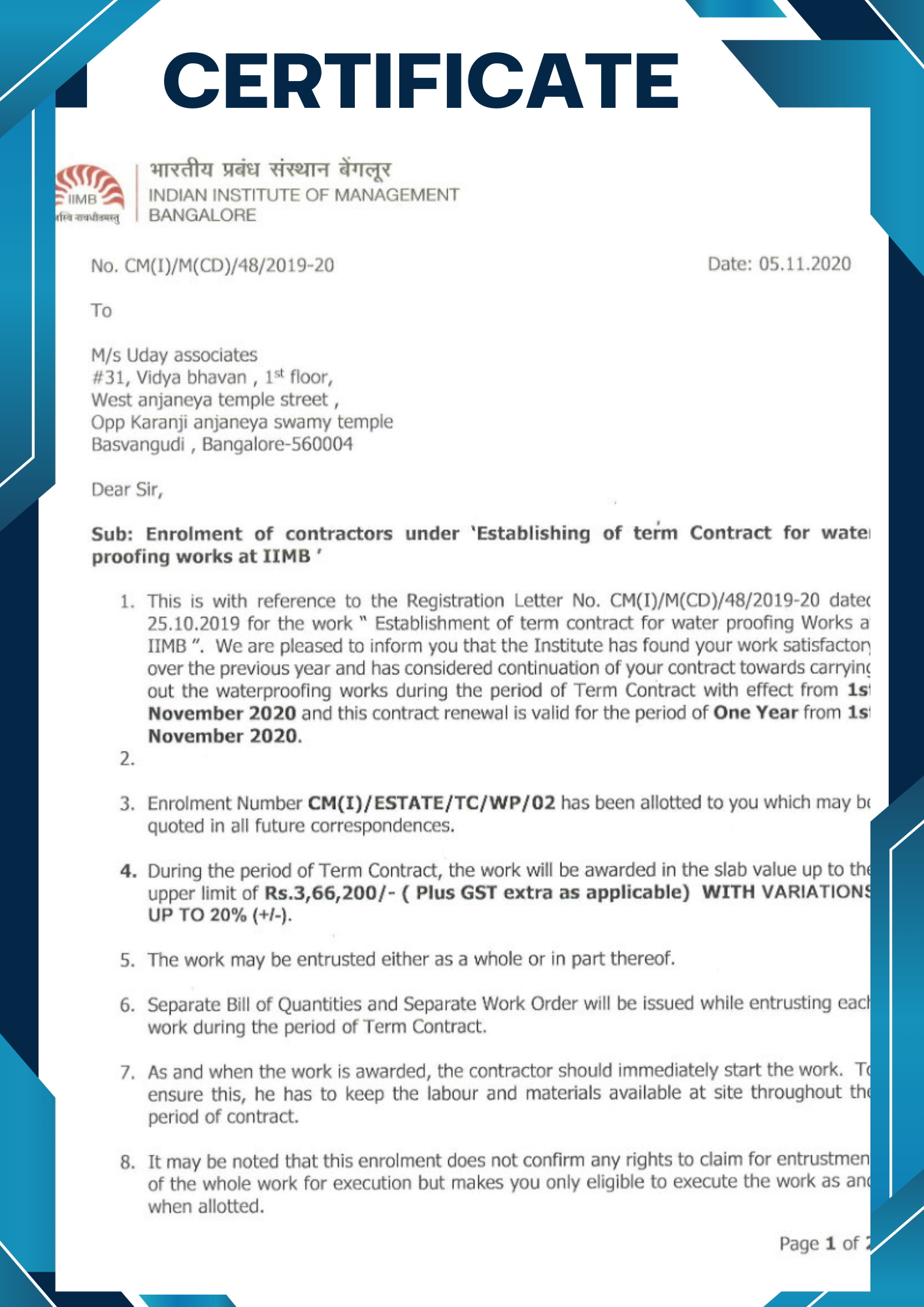 certificate